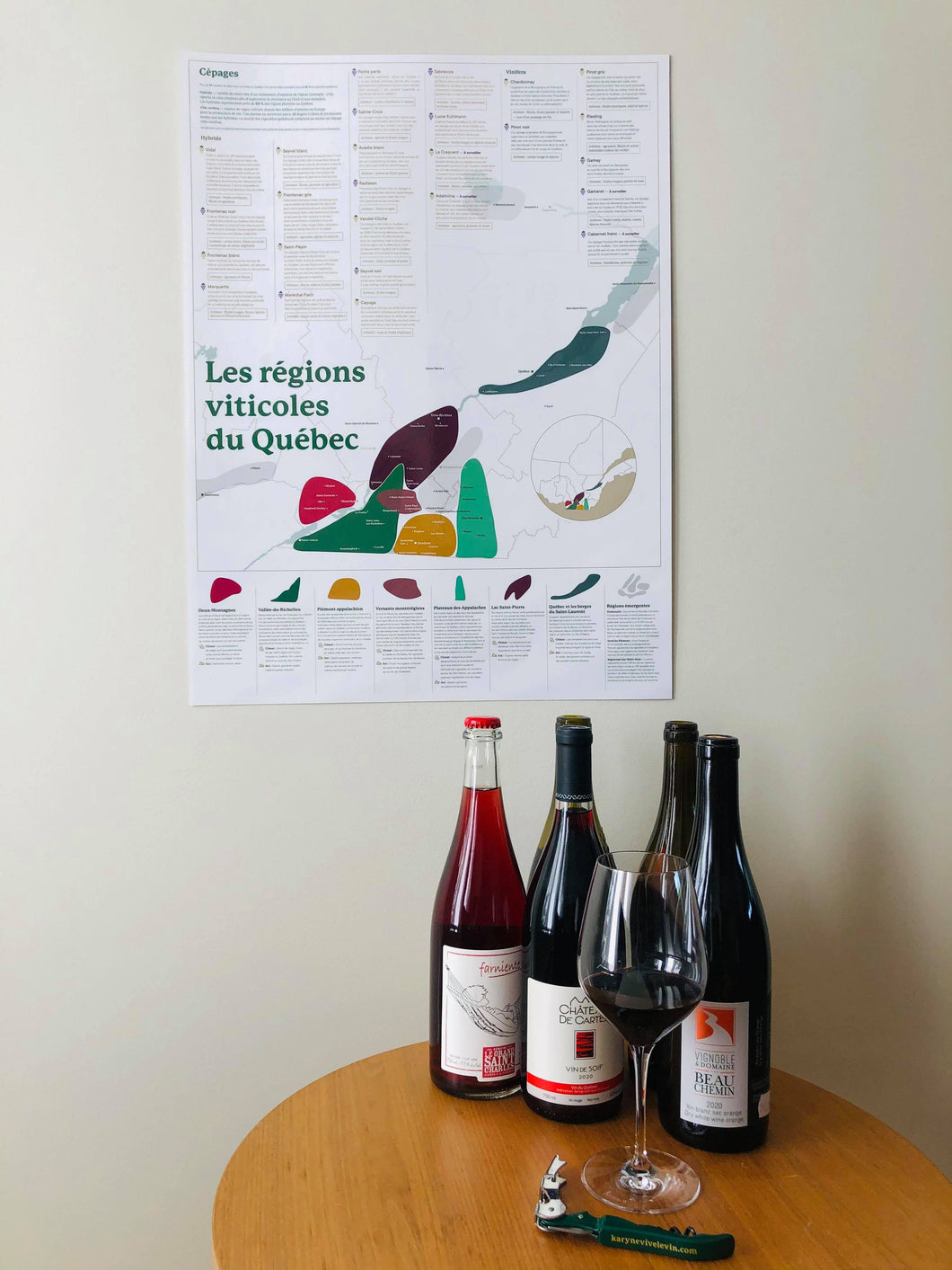 Carte des vins et vignobles du Québec plastifiée