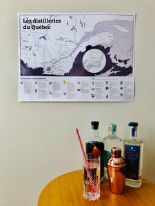Carte des gins du Québec plastifiée