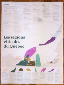 Carte des vins et vignobles du Québec - À ENCADRER